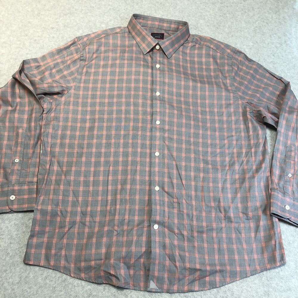 Untuckit Shirt Mens 2XL Pico Check Plaid Button Up Long Sleeve Drop Cut